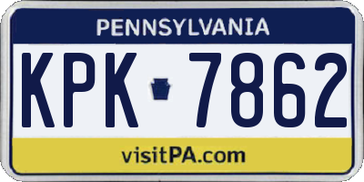 PA license plate KPK7862