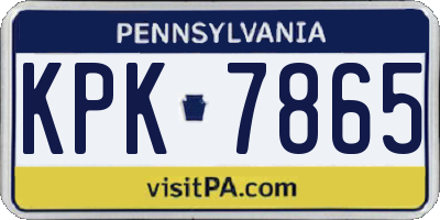 PA license plate KPK7865