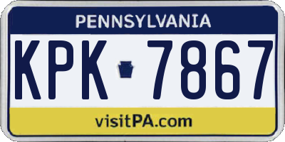 PA license plate KPK7867