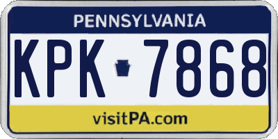PA license plate KPK7868