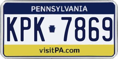 PA license plate KPK7869