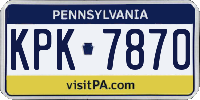 PA license plate KPK7870