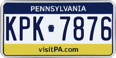 PA license plate KPK7876