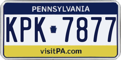 PA license plate KPK7877