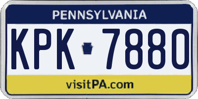 PA license plate KPK7880