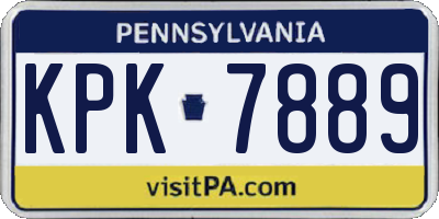 PA license plate KPK7889
