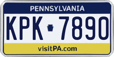 PA license plate KPK7890
