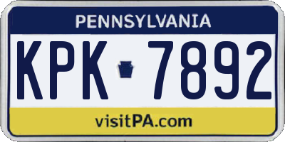 PA license plate KPK7892