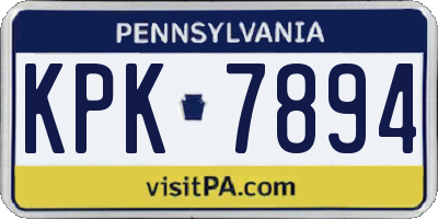 PA license plate KPK7894