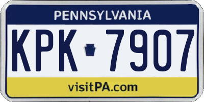 PA license plate KPK7907