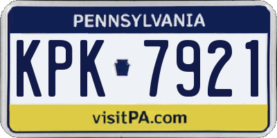 PA license plate KPK7921