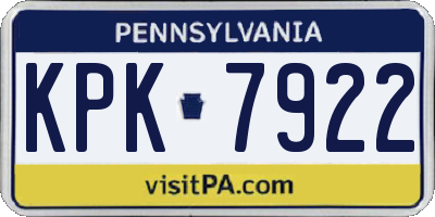 PA license plate KPK7922
