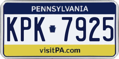 PA license plate KPK7925