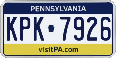 PA license plate KPK7926