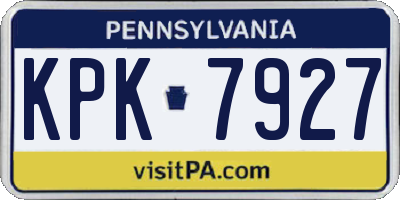 PA license plate KPK7927