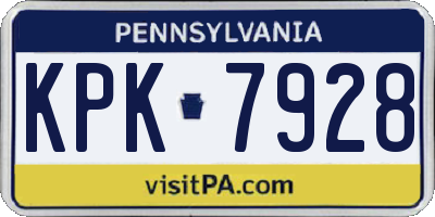 PA license plate KPK7928