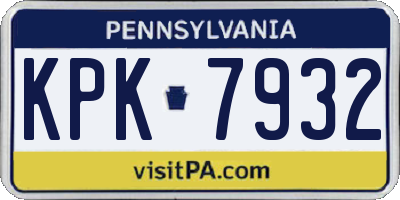 PA license plate KPK7932