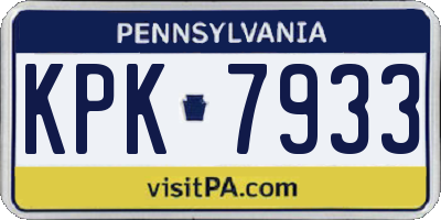 PA license plate KPK7933