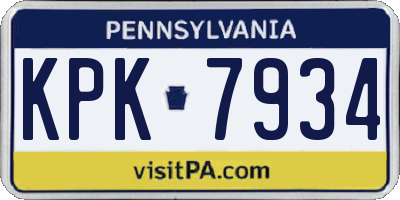 PA license plate KPK7934