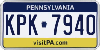PA license plate KPK7940
