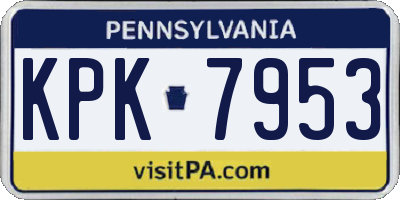 PA license plate KPK7953