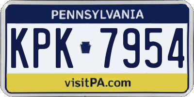 PA license plate KPK7954