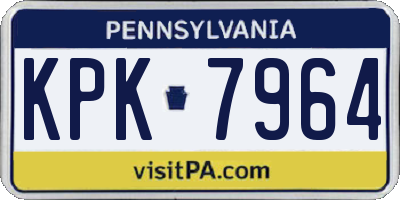 PA license plate KPK7964