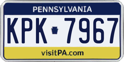 PA license plate KPK7967