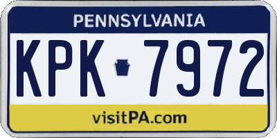 PA license plate KPK7972