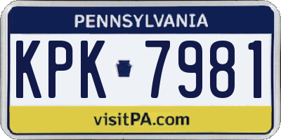 PA license plate KPK7981