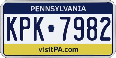 PA license plate KPK7982