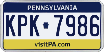 PA license plate KPK7986