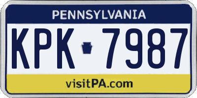 PA license plate KPK7987
