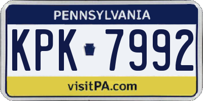 PA license plate KPK7992