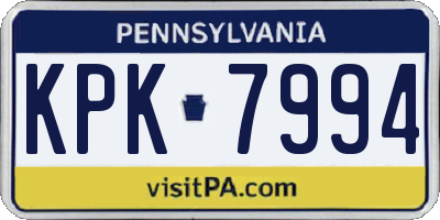 PA license plate KPK7994