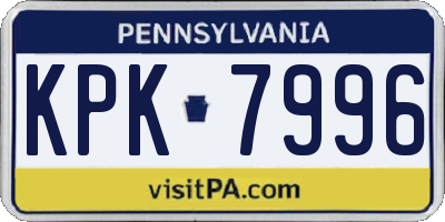 PA license plate KPK7996