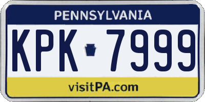 PA license plate KPK7999