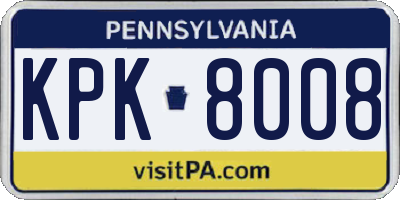 PA license plate KPK8008
