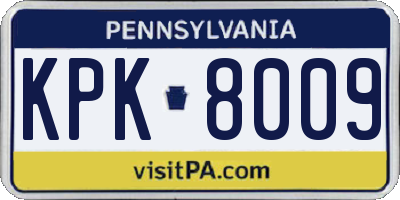 PA license plate KPK8009