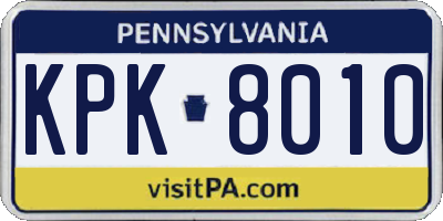 PA license plate KPK8010