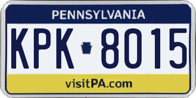 PA license plate KPK8015