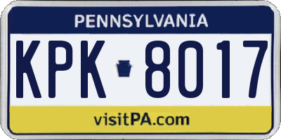 PA license plate KPK8017
