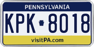 PA license plate KPK8018