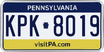 PA license plate KPK8019