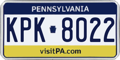 PA license plate KPK8022