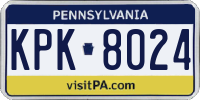 PA license plate KPK8024