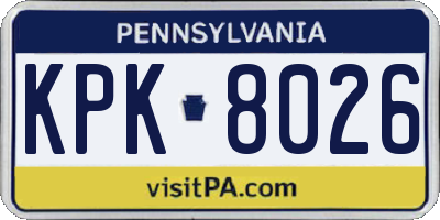 PA license plate KPK8026