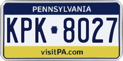 PA license plate KPK8027