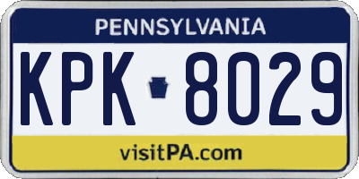 PA license plate KPK8029
