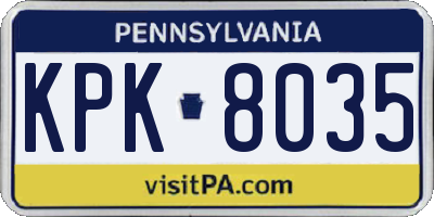 PA license plate KPK8035